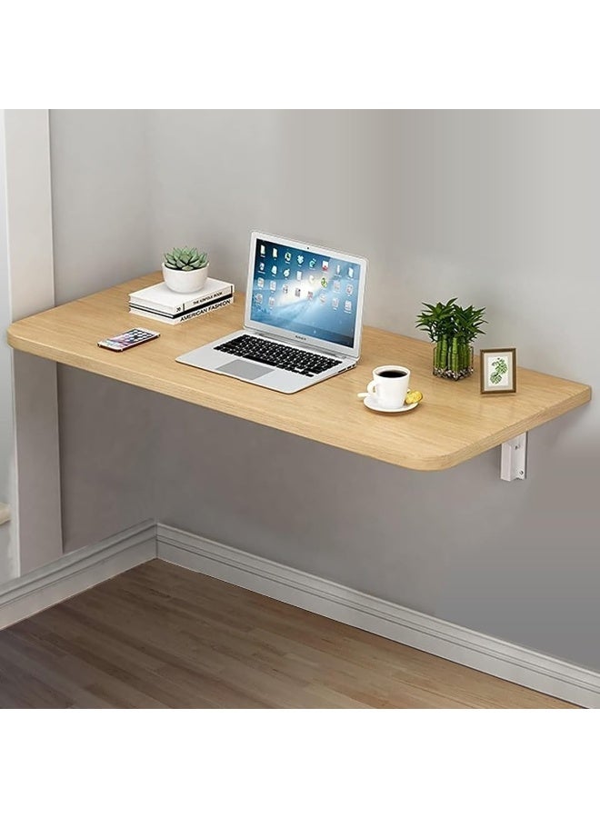 VITION حامل حائط للكمبيوتر طاولة قابلة للطي مثبتة على الحائط، رف معدني قابل للطي طاولة مقعد حوامل (تان، 50 × 80 سم) - Image 1