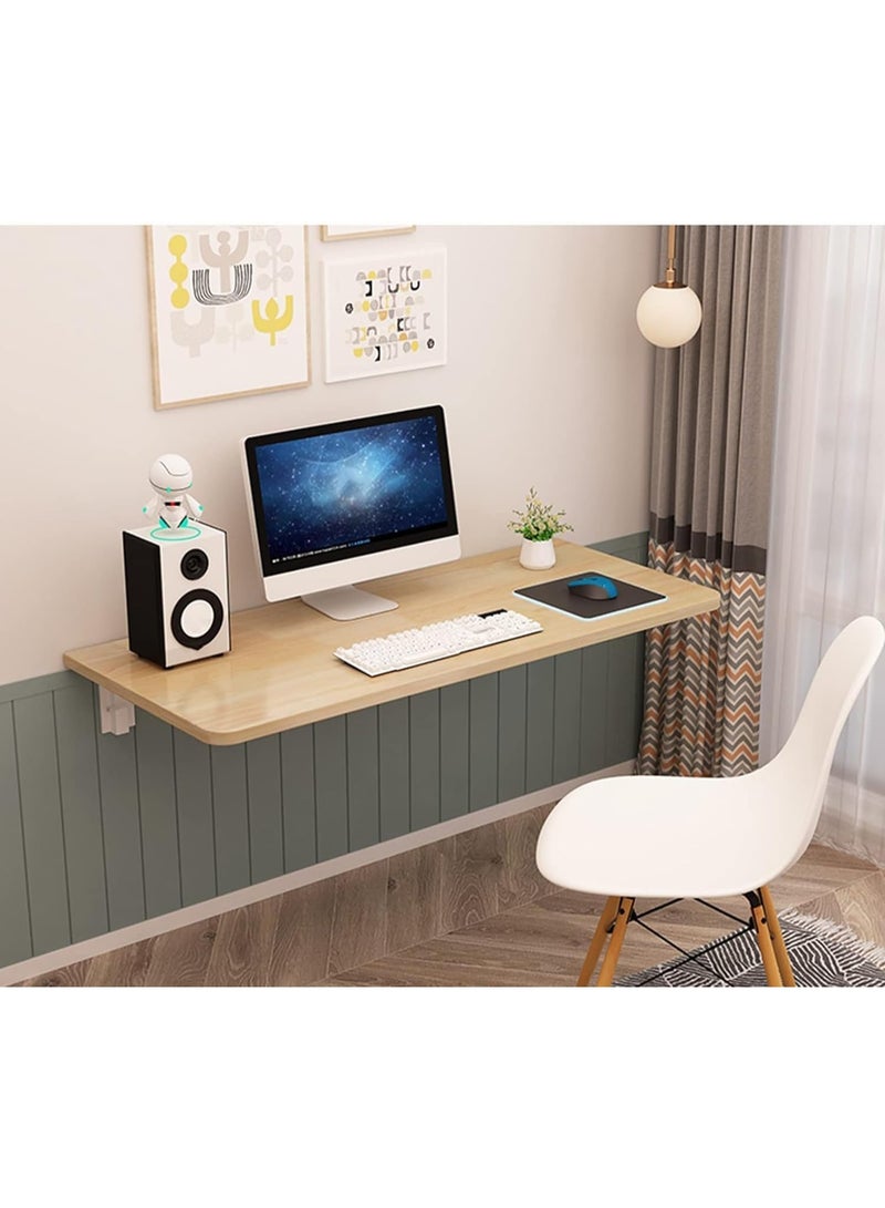 VITION حامل حائط للكمبيوتر طاولة قابلة للطي مثبتة على الحائط، رف معدني قابل للطي طاولة مقعد حوامل (تان، 50 × 80 سم) - Image 4