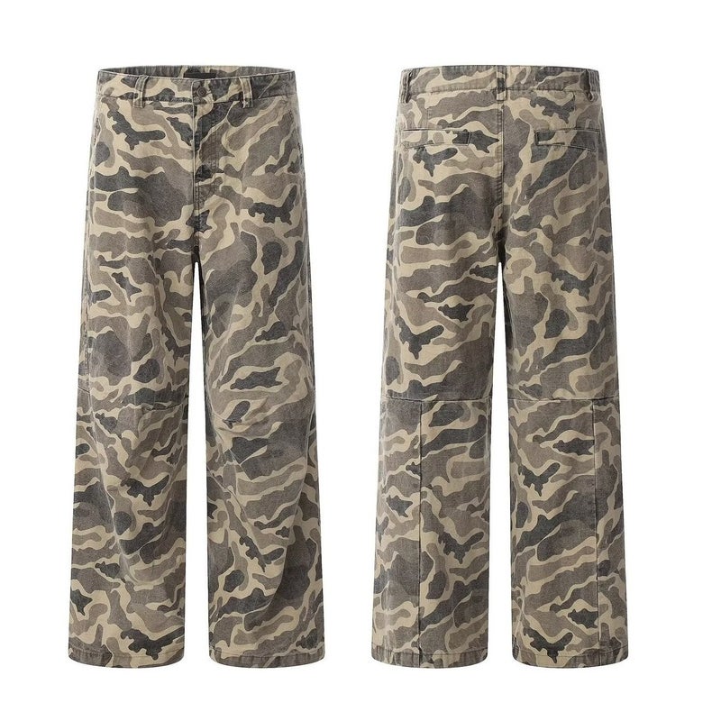 American Retro Spring and Autumn Loose Camouflage Casual Pants Men and Women High Street All-match Straight Leg Wide-leg Work Long Trendy Pants Camouflage