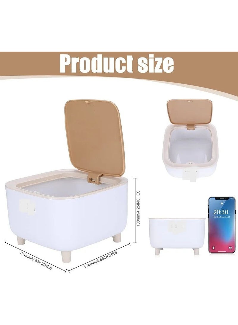 Mini Trash Can with Push Top Lid, Nordic Modern Plastic Waste Bin for Kitchen, Bathroom, Bedroom, Living Room, Office, Outdoor, Dog Resistant, Wood Push Top - Garbage Can - Round Waste Bin - Garbage Can for Chalets, Villas, Houses - Push Top Lid Trash Can - Waste Bin for Bathroom, Bedroom, Master, Hall, Kitchen - Small Size Basket - garbage bin  - Image 4