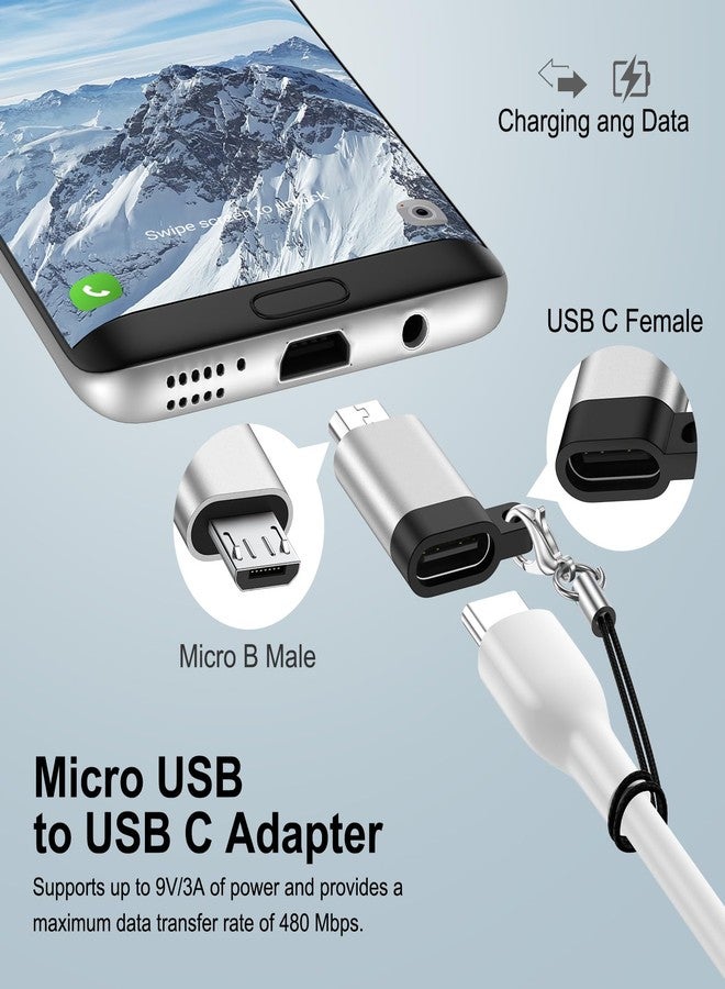 محول USB-C إلى Micro USB، عبوة من 4 قطع، موصل تحويل من النوع C أنثى إلى Micro USB ذكر، يدعم الشحن ومزامنة البيانات، متوافق مع هواتف Samsung Galaxy S7/S7 Edge/S6/S6 Edge/J3/J7/Note 6/5/LG G4/Nexus 4/5/6 - Image 2