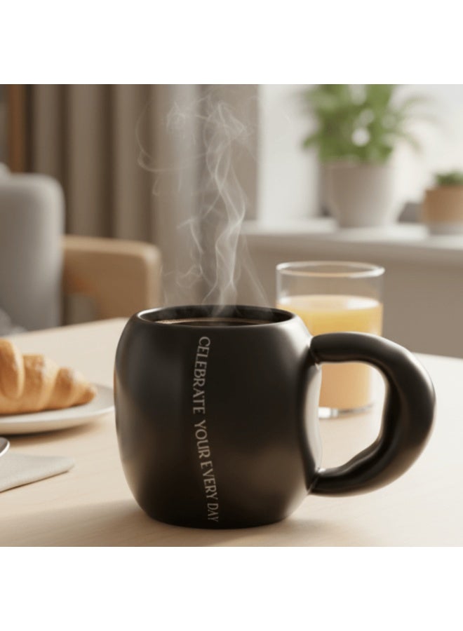 AKDC Inspirational Ceramic Mug 400 ml – Matte Black Finish with Celebrate Your Every Day Motivational Quote for Positive Daily Use - Image 2