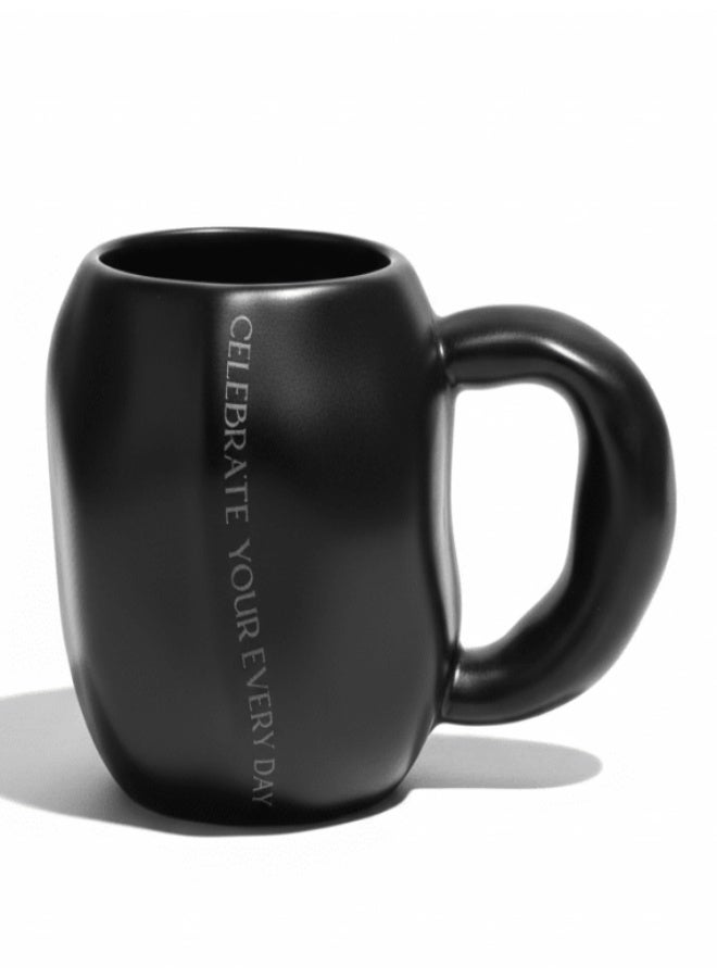 AKDC Inspirational Ceramic Mug 400 ml – Matte Black Finish with Celebrate Your Every Day Motivational Quote for Positive Daily Use - Image 1