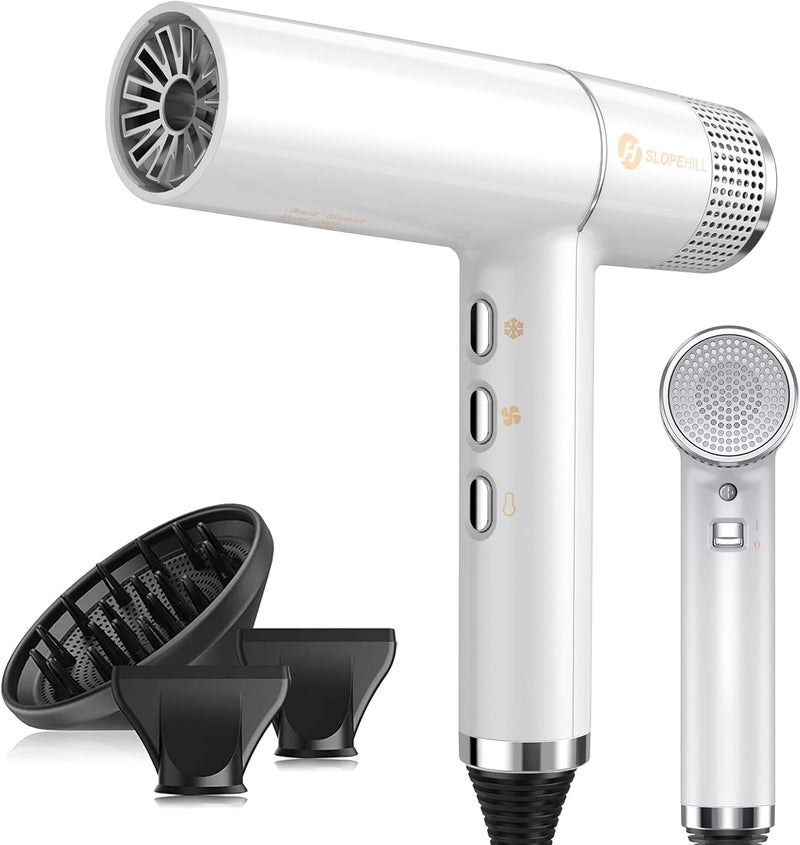 SLOPEHILL Hair Dryer with Unique Brushless Motor | Intelligent Fault Diagnosis | Innovative Microfilter | Oxy Active Technology | Led Display (White) - Image 1
