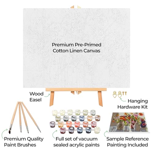 Ledgebay DIY Paint by Numbers Kit for Adults Framed Canvas Beginner to Advanced Paint by Numbers Kit, Kits Include Acrylic Paint Set, Brushes & Tabletop Easel (October 16" x 20" Framed) - Image 2