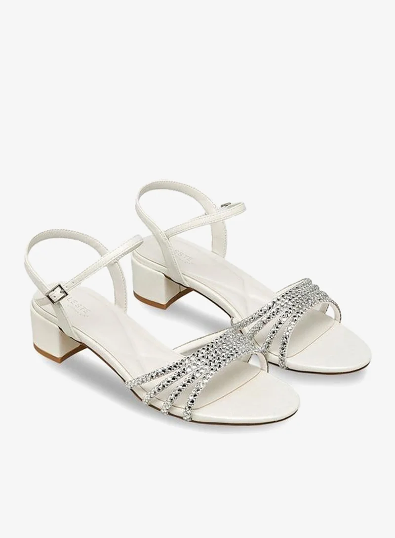 سيليست صنادل بكعب عريض مزينة لمجموعة رمضان النسائية