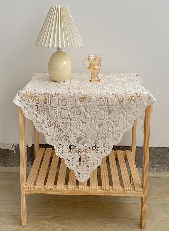 Foyods Square Lace Tablecloth 35 X 35 Inch, Off White Lace-Tablecloths & Small Tablecloths Laces Vintage for Round Coffee Table, White Laces Fabric Embroidered Tablecloth for Wedding Rectangle Tables - Image 5