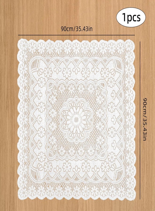 Foyods Square Lace Tablecloth 35 X 35 Inch, Off White Lace-Tablecloths & Small Tablecloths Laces Vintage for Round Coffee Table, White Laces Fabric Embroidered Tablecloth for Wedding Rectangle Tables - Image 2