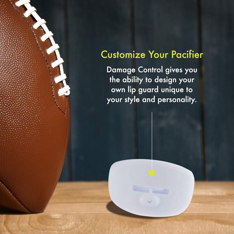 DAMAGE CONTROL Pacifier Mouthpiece – Football Mouthguard with Helmet Strap, Protects Teeth, Jaw & Mouth – Mouth Piece for Sports, No Boiling, Allows Airflow – Gear for Adults & Youth (White) - Image 5