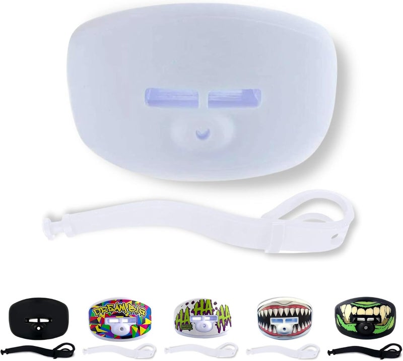 DAMAGE CONTROL Pacifier Mouthpiece – Football Mouthguard with Helmet Strap, Protects Teeth, Jaw & Mouth – Mouth Piece for Sports, No Boiling, Allows Airflow – Gear for Adults & Youth (White) - Image 1