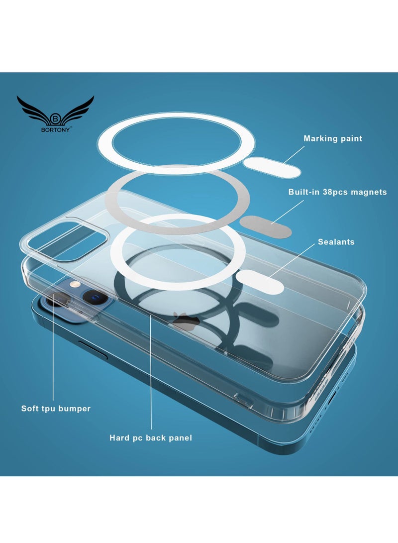 BORTONY iPhone 14 Clear Magnetic Case with Built in Magnets Compatible with MagSafe Crystal Clear Slim TPU Hard Back Cover for Apple iPhone 14 6.1inch 2022 Released (Clear) - Image 4