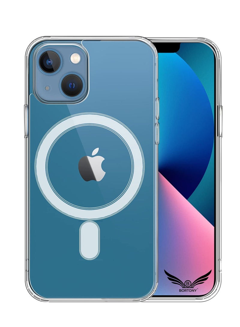 BORTONY iPhone 14 Clear Magnetic Case with Built in Magnets Compatible with MagSafe Crystal Clear Slim TPU Hard Back Cover for Apple iPhone 14 6.1inch 2022 Released (Clear) - Image 1