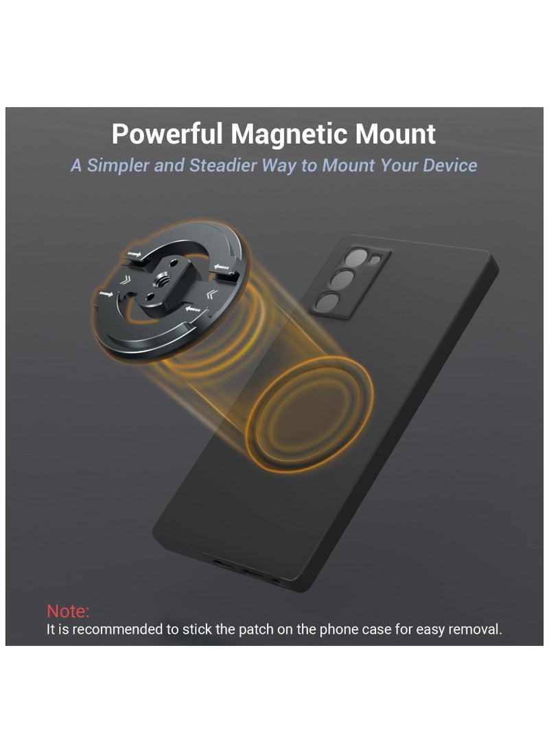 Generic - Magnetic Phone Tripod Mount Adapter with Adhesive Magnetic Ring, 1/4” Screw Hole Suitable for Ball Head/Tripod, Cold Shoe Design Compatible with Microphone with Hot Shoe Connector - Image 1