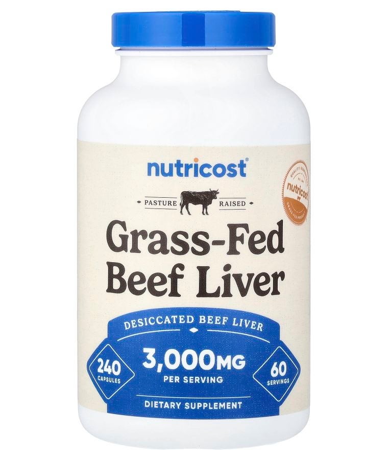 Grass-Fed Beef Liver 3000 mg 240 Capsules (750 mg per Capsule)
