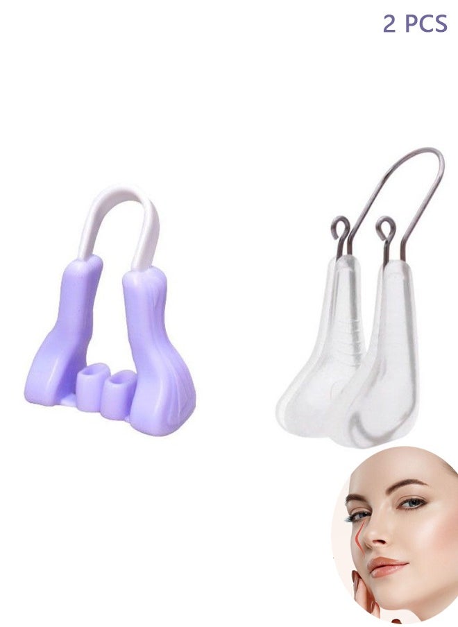 HY Nose Shaper-Safe Nose Lifter Soft Silicone Nose Up Lifting Clip Pain-Free Rhinoplasty Straightener Nose Slimmer Device4 Pieces Silicone Nose Bridge Lifting Clips for Women Men (Purple, Transparent)  - Image 1