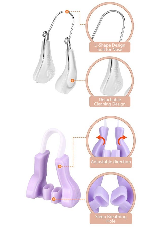 HY Nose Shaper-Safe Nose Lifter Soft Silicone Nose Up Lifting Clip Pain-Free Rhinoplasty Straightener Nose Slimmer Device4 Pieces Silicone Nose Bridge Lifting Clips for Women Men (Purple, Transparent)  - Image 2