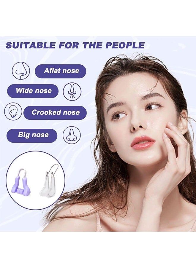 HY Nose Shaper-Safe Nose Lifter Soft Silicone Nose Up Lifting Clip Pain-Free Rhinoplasty Straightener Nose Slimmer Device4 Pieces Silicone Nose Bridge Lifting Clips for Women Men (Purple, Transparent)  - Image 5