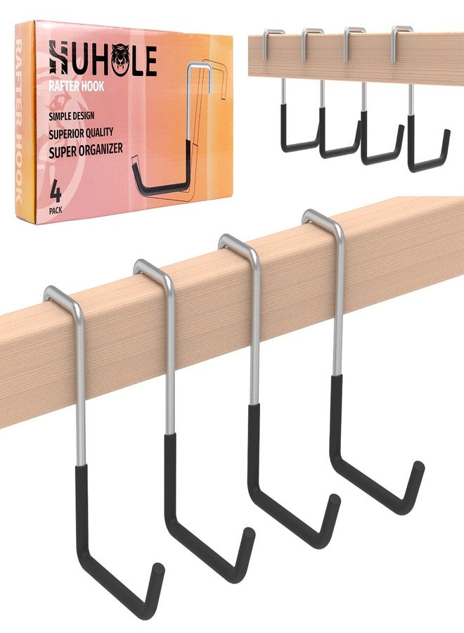 HUHOLE Rafter Hanger, 4PC, Rafter Hook, Bike Hangers for Garage, Large S Hooks for Hanging Plants, Ladders, Bikes, Ropes and More Bulk Items - Image 1