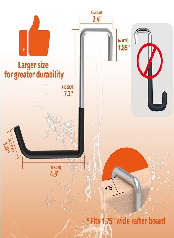 HUHOLE Rafter Hanger, 4PC, Rafter Hook, Bike Hangers for Garage, Large S Hooks for Hanging Plants, Ladders, Bikes, Ropes and More Bulk Items - Image 4
