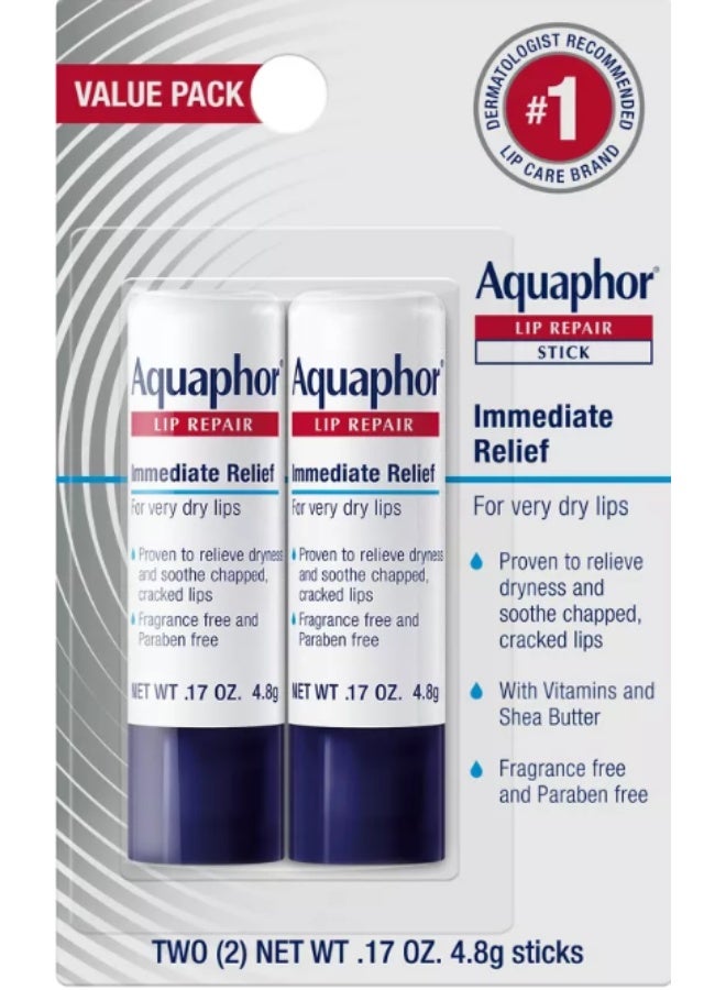Aquaphor Lip Repair Stick, Lip Protectant, Moisturizing Lip Balm Multipack, 2 Count (Pack of 1) - Image 1