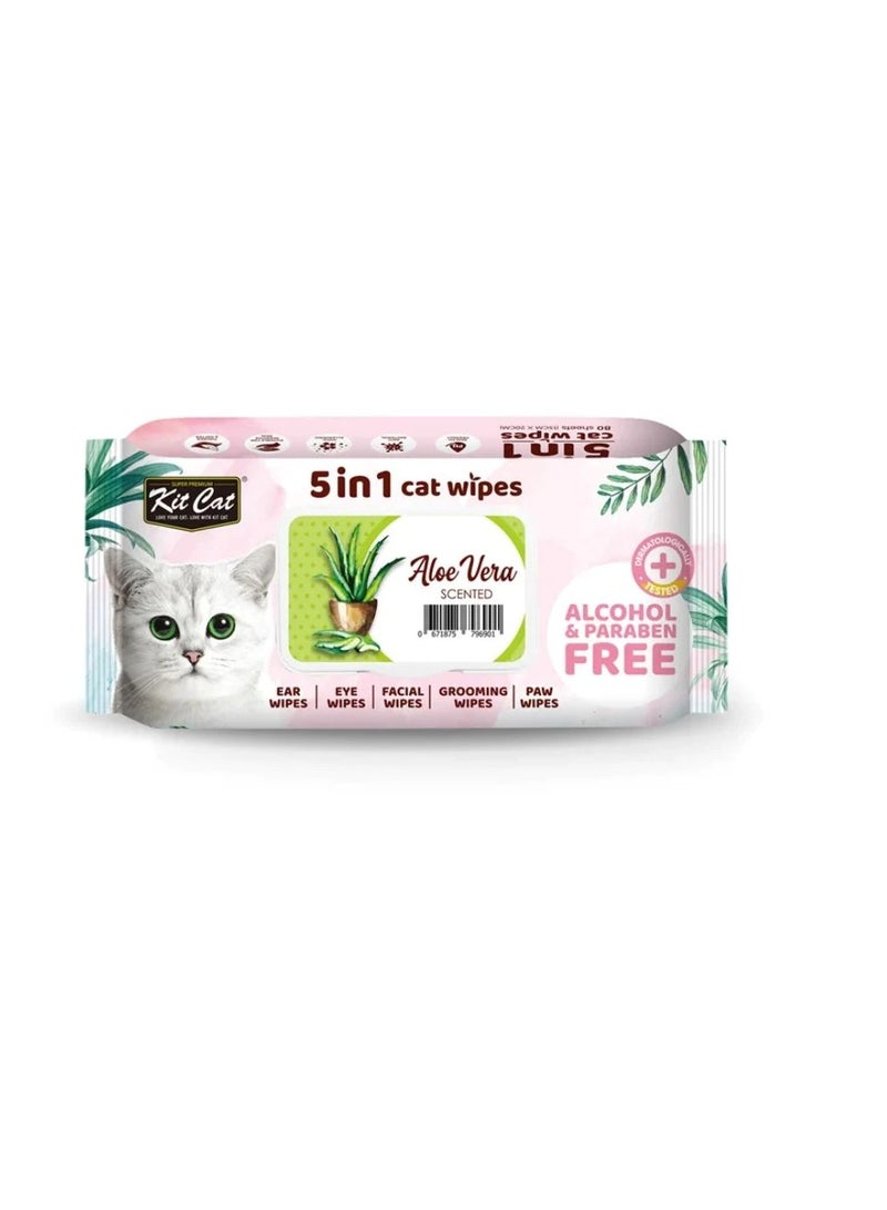 Kit Cat Kit Cat Aloe Vera 5in1 Scented Cat Wipes - Image 2