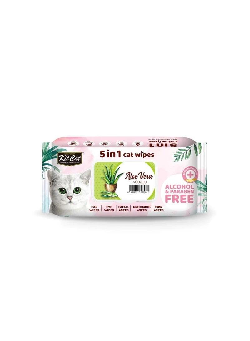 Kit Cat Kit Cat Aloe Vera 5in1 Scented Cat Wipes - Image 3
