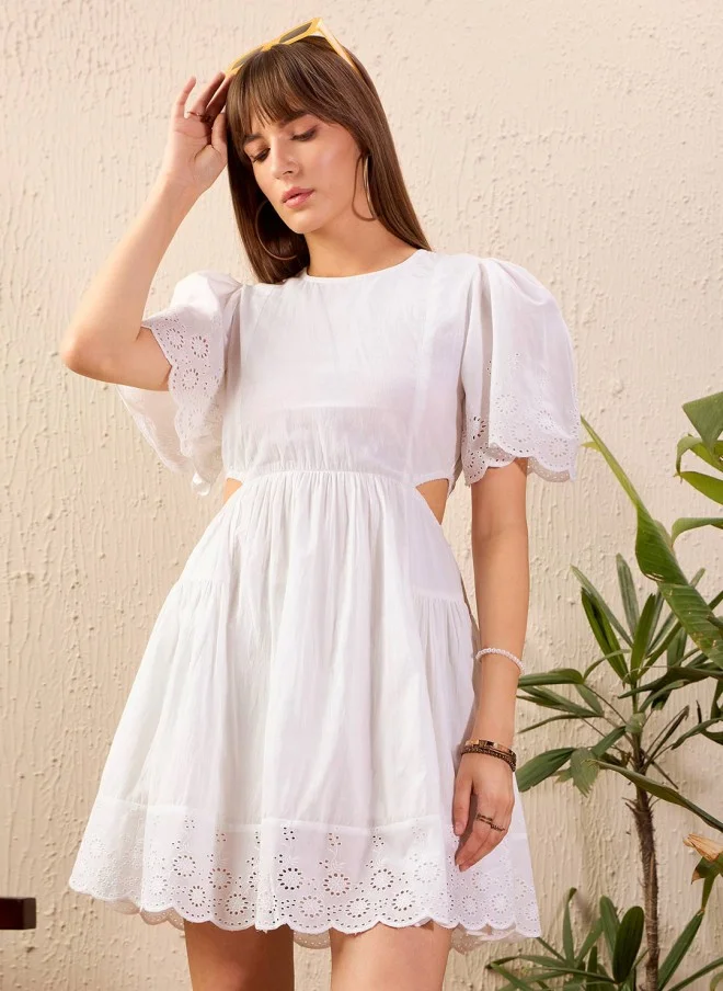 ساسافراس White Fit & Flare Dress for Women