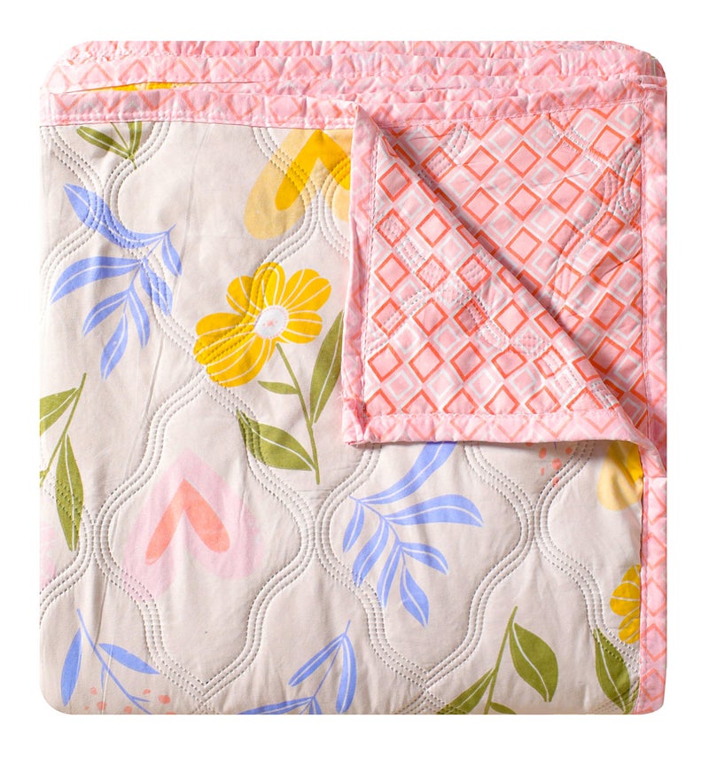 Fancy Walas Dohar Double Bed 100% Cotton Blankets for Summer | 90x100inch, 150GSM Ac Comforter and Cooling Blankets for Summer | Pink Color | Classic Printed Design | Quilt | Ideal for Gifting - Image 4