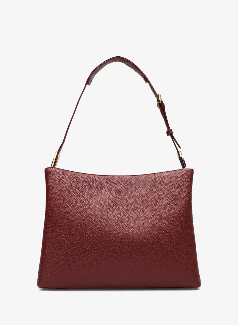 Da Milano Cherry Medium Wax Leather Shoulder Bag - Cherry for Women | Best Price UAE