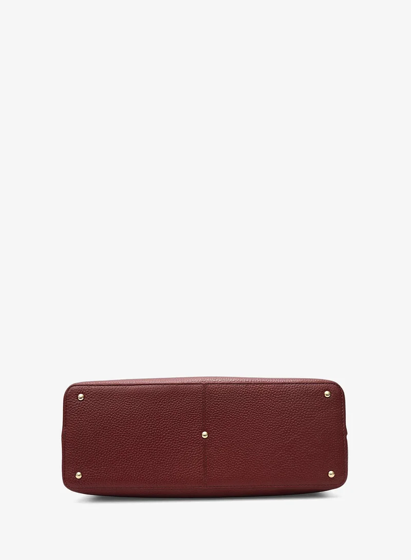 Da Milano Cherry Medium Wax Leather Shoulder Bag - Cherry for Women | Best Price UAE