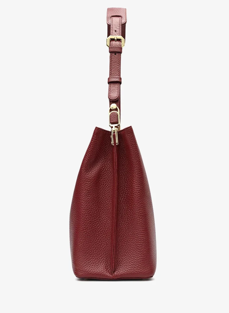 Da Milano Cherry Medium Wax Leather Shoulder Bag - Cherry for Women | Best Price UAE