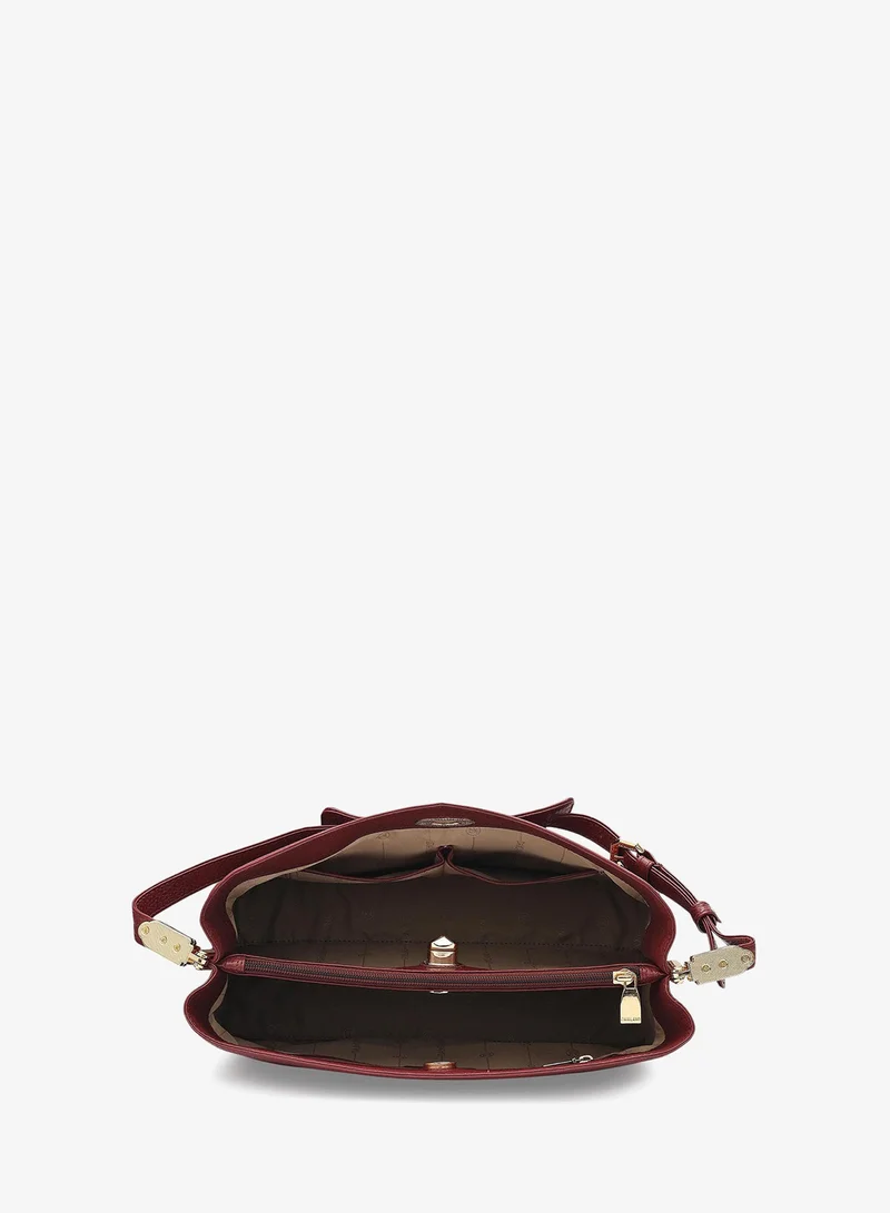 Da Milano Cherry Medium Wax Leather Shoulder Bag - Cherry for Women | Best Price UAE