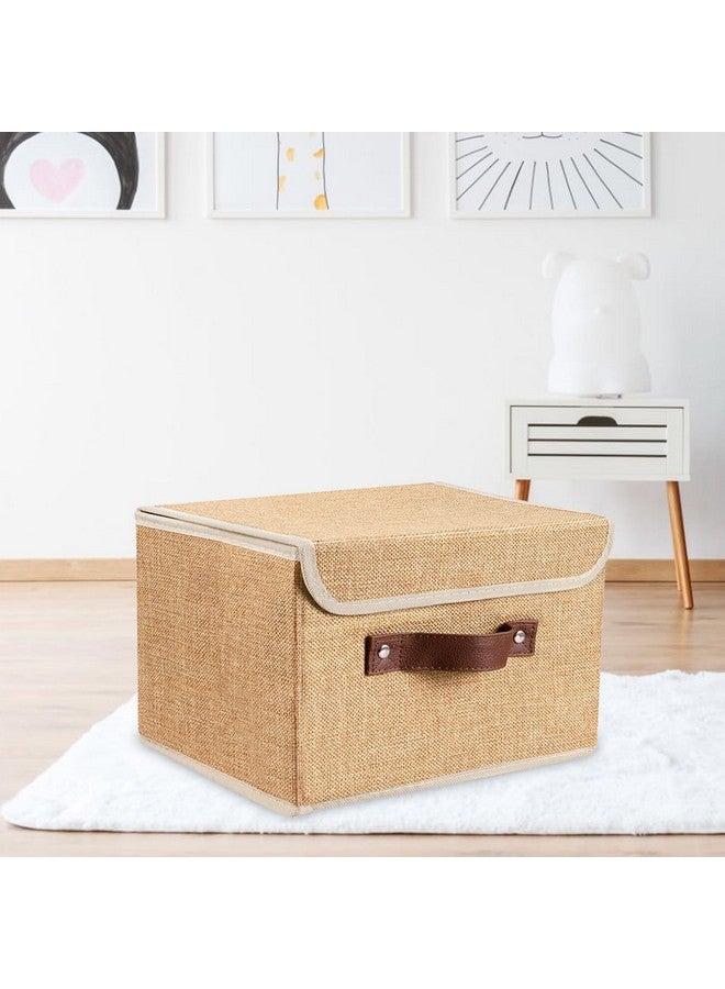 Kuber Industries Large Storage Box With Lid|Foldable Toys Storage Bin|Wardrobe Organizer For clothes|Front Handle & Sturdy (Khadi) - Image 1