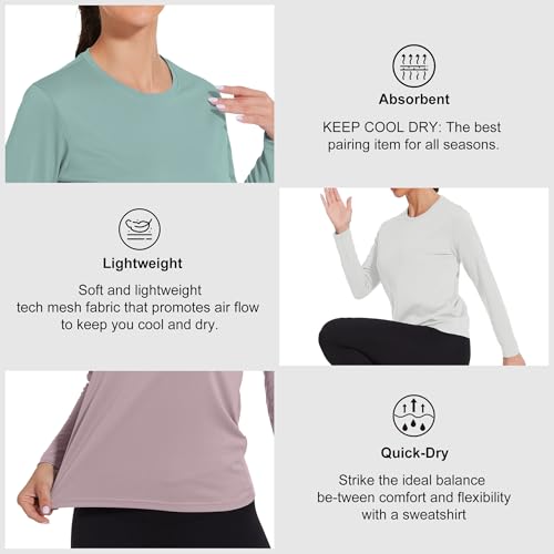 HovSiyla 5 Pack Women Long Sleeve Shirts Running UV Rash Guard Casual Tops Sun Protection Workout Hiking T Shirts for Women Black White Dark-Green Lime Dark-Pink Medium - Image 3