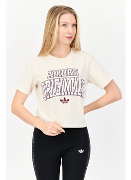 adidas Originals Women Sportswear Fit Short Sleeve Outdoor T-Shirt, Cream  - Image 1