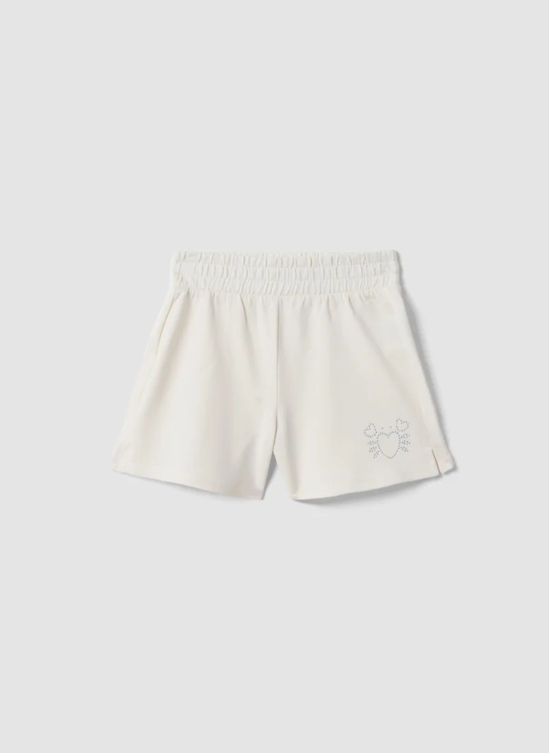 او في اس OVS Girlsâ€™ White Pure Cotton Shorts With Elasticated Waist