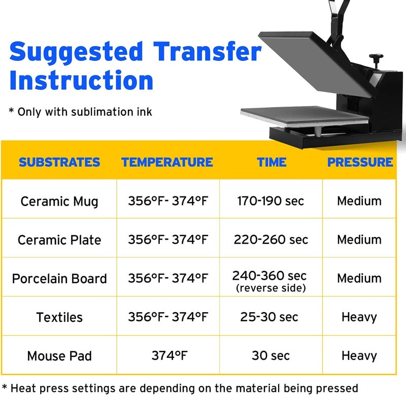 Printers Jack Sublimation Paper 8.5x14 inches, 100 Sheets 120gsm for Any Epson Sawgrass Inkjet Printer with Sublimation Ink, Heat Transfer Sublimation Paper for T-shirt, Mugs, Light Fabric - Image 5