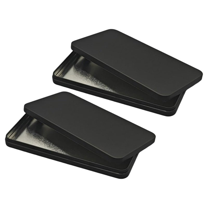2 Pcs Black Metal Cash Box with Lid Small Coin and Currency Organizer for Home Office Storage - Image 2