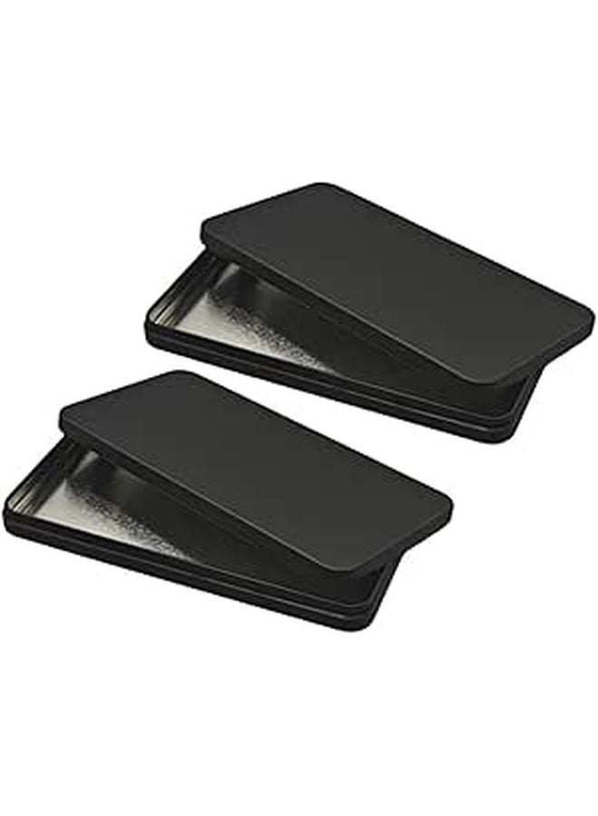 2 Pcs Black Metal Cash Box with Lid Small Coin and Currency Organizer for Home Office Storage - Image 1