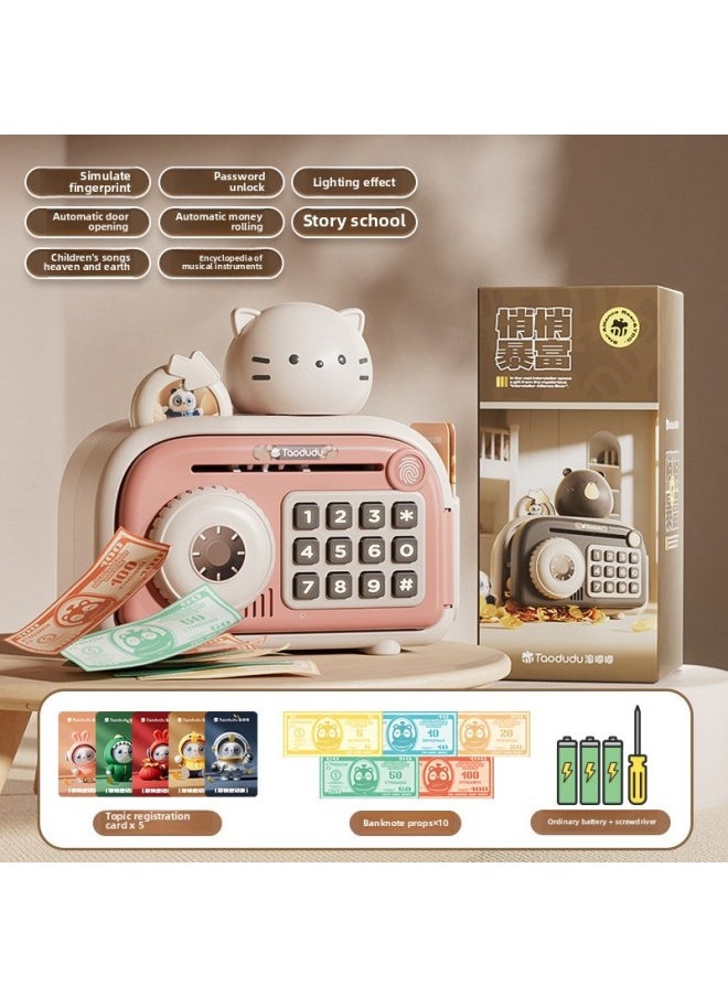 Net Red Tao Doodle Children's Piggy Bank Can Be Saved But Not In And Out Of The Piggy Bank Boys And Girls Toy Gifts Wholesale-Color:Pink Cute Cat Safe [free Battery]  - Image 1