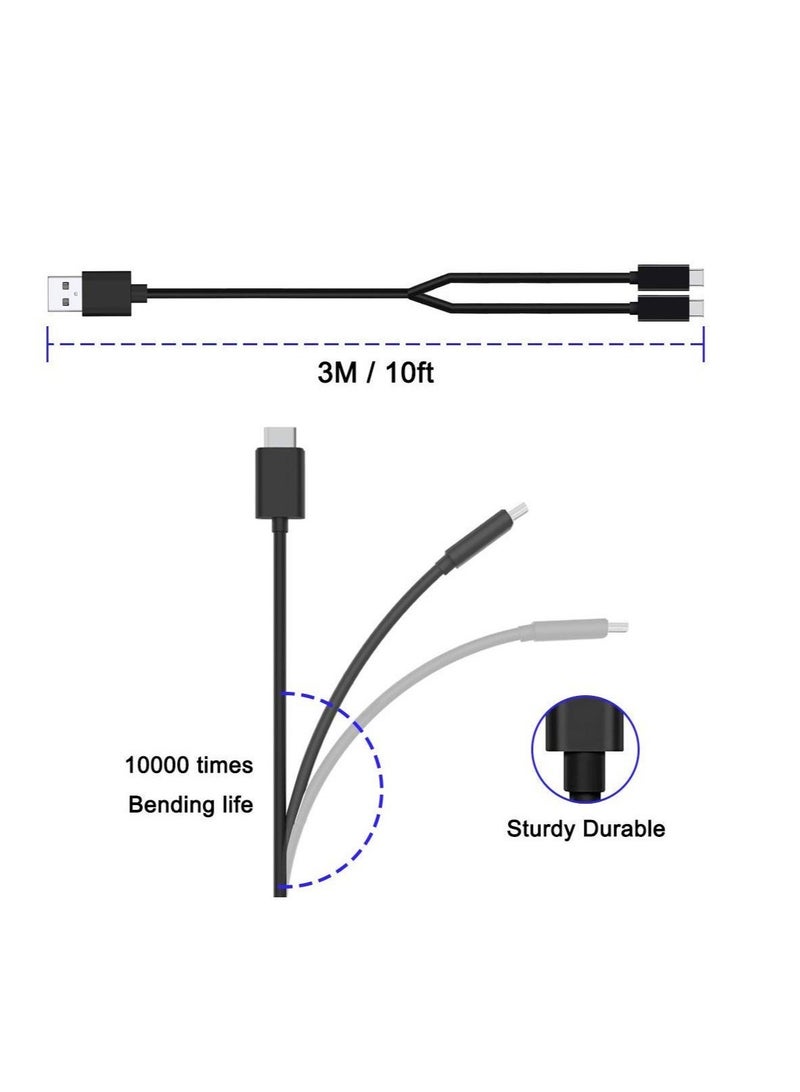 Captaintech Type C Charging Cable 2 Head USB C Fast Charger Cable 15W 10ft Handle Charging Cable Fit for Playstation 5 Xbox Series S/X Nintendo Switch Lite Console Pro Controller Phone - Image 3