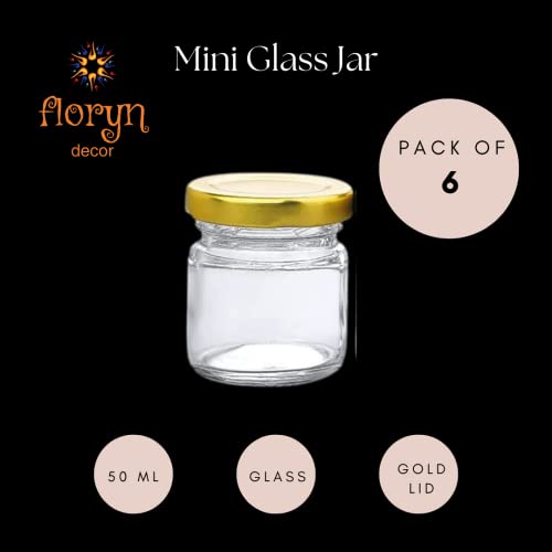 Floryn Decor Small Glass Jars with lid 42 ml |container for Crafts, DIY and Candle Making Glass Jar| mini glass jars - 6 Pieces 1.5 oz - Image 2