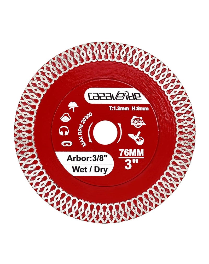 Casaverde 2 Pcs of 3"/76mm Diamond Blade with 3/8" Arbor for Cutting Ceramic Tile,Stone Tile - Image 1