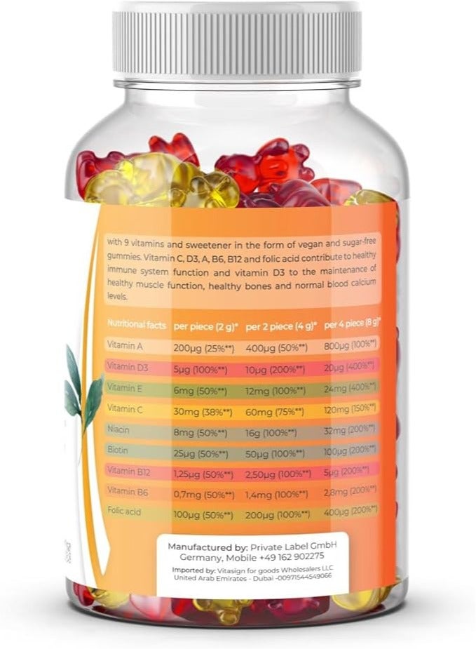 VITASIGN Premium Multi Vitamin Family, 60 Vegan Sugar-Free Fruit Gummies – 9 Essential Vitamins - Image 3