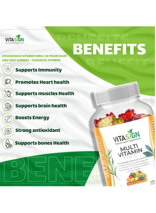 Premium Multi Vitamin Family, 60 Vegan Sugar-Free Fruit Gummies – 9 Essential Vitamins - view 5