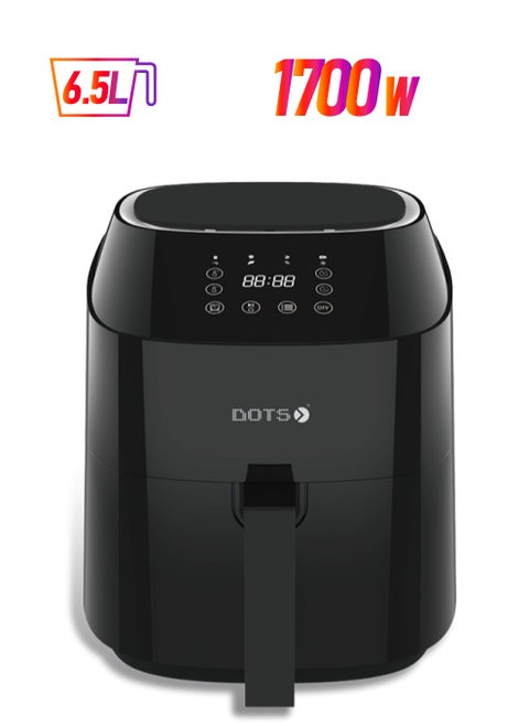 Dots Air Fryer 1700W Power, Spacious Basket,6.5l Digital Touch Control, 7 Preset Functions, Rapid Air Convection - Perfect for Large Meals, Smokeless Cooking