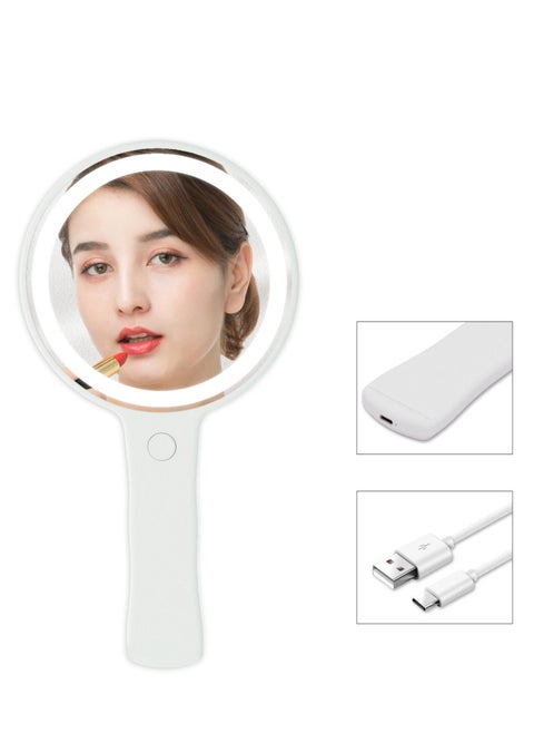 Handheld Mirror Cordless Rechargeable Handheld Light Up Mirror Technology Coating Not Easy to Leave Fingerprints Suitable for Carrying Travel Makeup Shaving