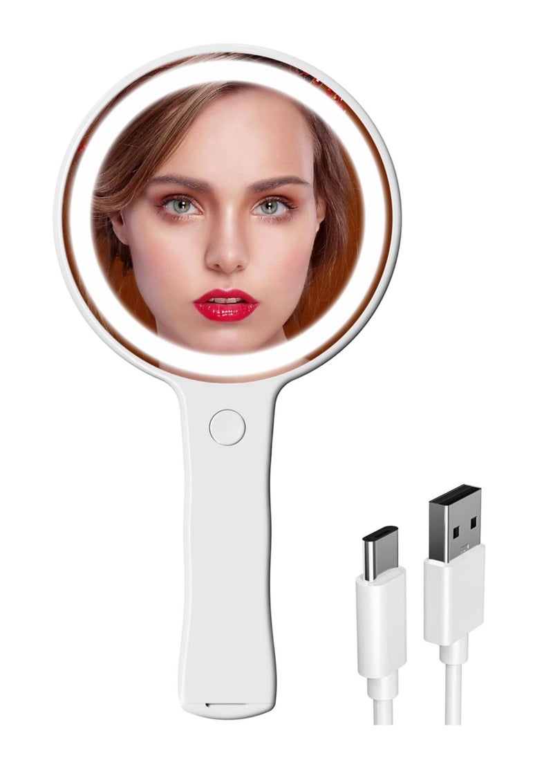 KASTWAVE - Handheld Mirror Cordless Rechargeable Handheld Light Up Mirror Technology Coating Not Easy to Leave Fingerprints Suitable for Carrying Travel Makeup Shaving - Image 1