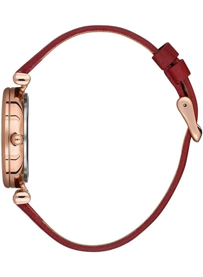 سلازنجر Women's Quartz Movement Watch, Analog Display and Leather Strap - SL.9.6539.3.02, Red