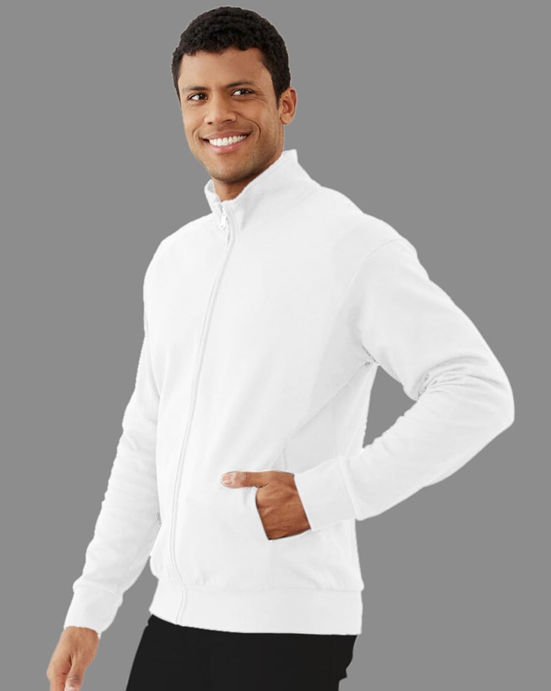 AUSK Men Solid Regular High Neck Full Sleeve Fleece Jacket(Color-White), XL - Image 5